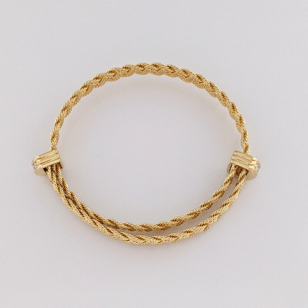 14K DIAMOND ROUND (8) END TABS WOVEN FLEXIBLE ESTATE BRACELET 11.8 GRAMS