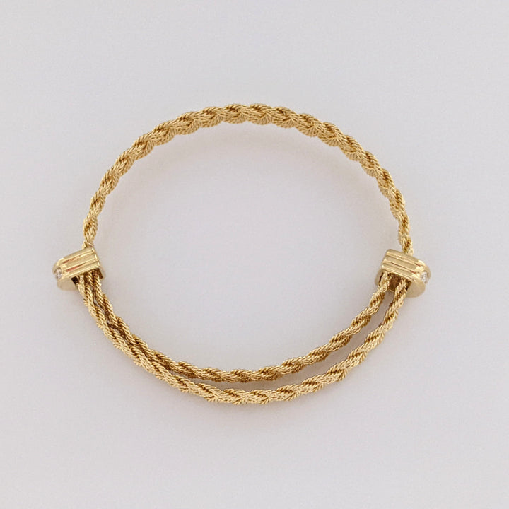 14K DIAMOND ROUND (8) END TABS WOVEN FLEXIBLE ESTATE BRACELET 11.8 GRAMS