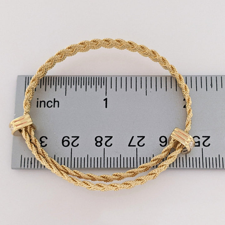 14K DIAMOND ROUND (8) END TABS WOVEN FLEXIBLE ESTATE BRACELET 11.8 GRAMS