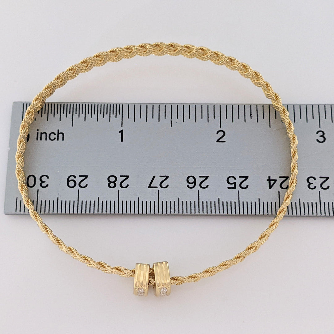 14K DIAMOND ROUND (8) END TABS WOVEN FLEXIBLE ESTATE BRACELET 11.8 GRAMS