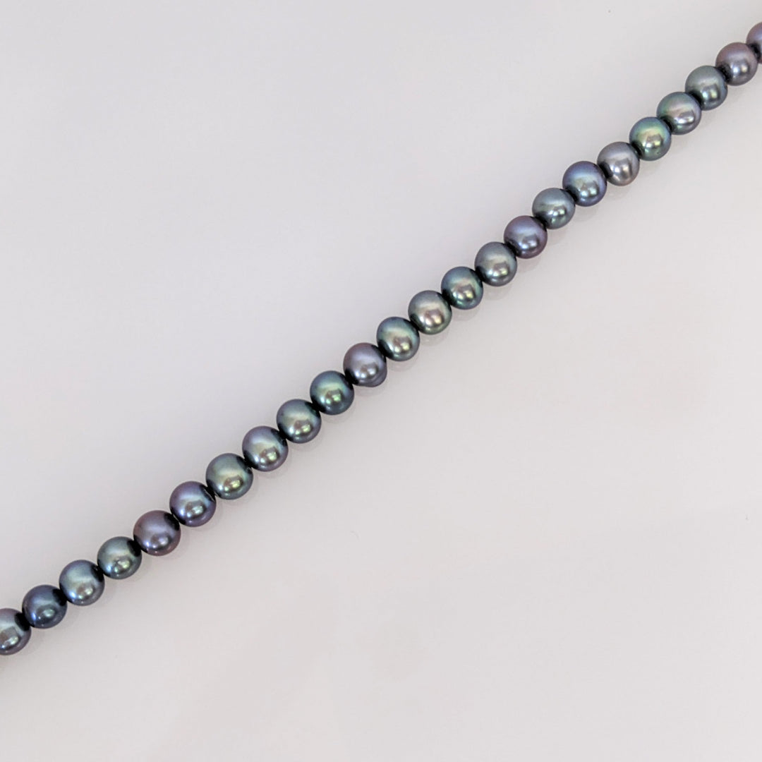 14K DYED BLACK PEARL ROUND 5MM ESTATE BRACELET 6.5 GRAM