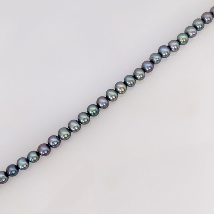 14K DYED BLACK PEARL ROUND 5MM ESTATE BRACELET 6.5 GRAM