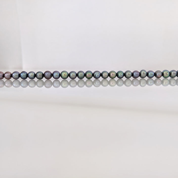 14K DYED BLACK PEARL ROUND 5MM ESTATE BRACELET 6.5 GRAM