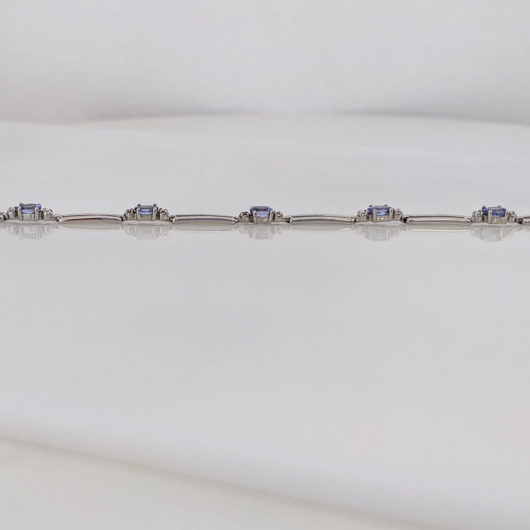 10K WHITE IOLITE OVAL (5) 3X4 WITH (2) MELEE LINK ESTATE BRACELET 3.7 GRAMS