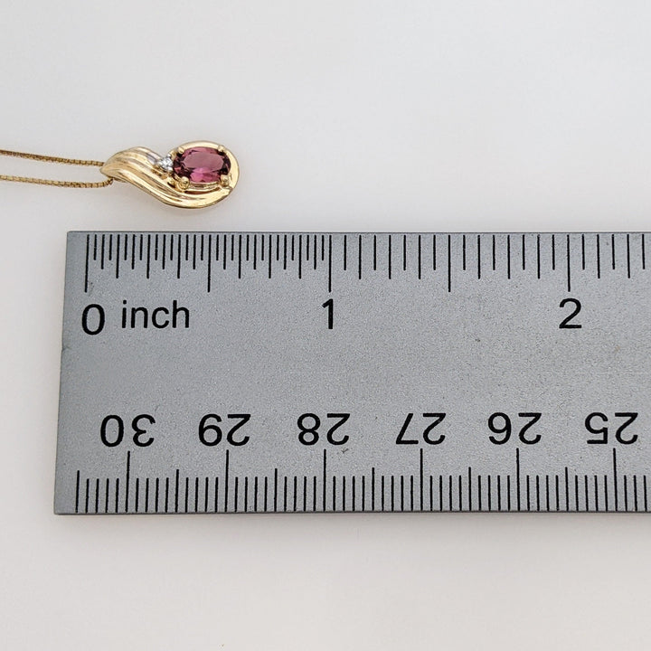 10K PINK TOURMALINE OVAL 4X5 (1) 3X5 (2) WITH MELEE ESTATE PENDANT & EARRING SET 2.9 GRAMS