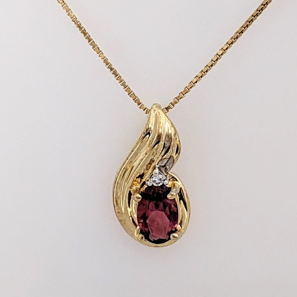 10K PINK TOURMALINE OVAL 4X5 (1) 3X5 (2) WITH MELEE ESTATE PENDANT & EARRING SET 2.9 GRAMS
