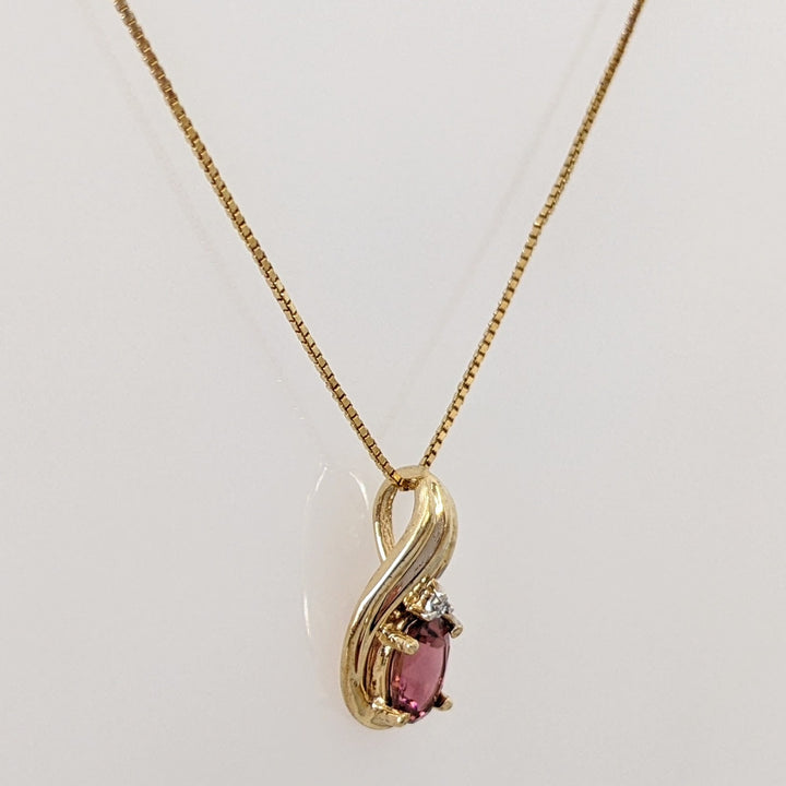 10K PINK TOURMALINE OVAL 4X5 (1) 3X5 (2) WITH MELEE ESTATE PENDANT & EARRING SET 2.9 GRAMS