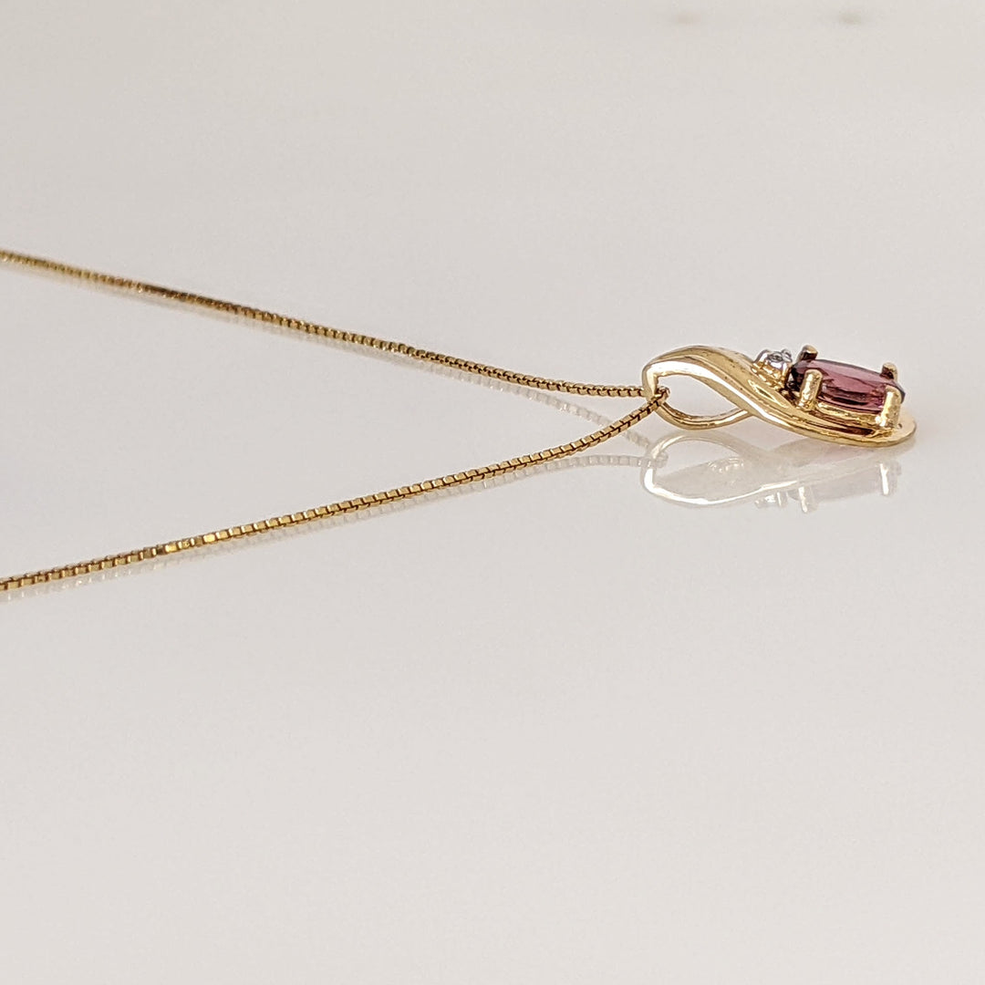 10K PINK TOURMALINE OVAL 4X5 (1) 3X5 (2) WITH MELEE ESTATE PENDANT & EARRING SET 2.9 GRAMS