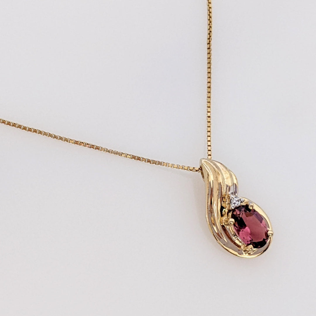 10K PINK TOURMALINE OVAL 4X5 (1) 3X5 (2) WITH MELEE ESTATE PENDANT & EARRING SET 2.9 GRAMS
