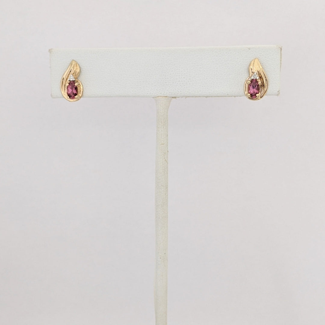 10K PINK TOURMALINE OVAL 4X5 (1) 3X5 (2) WITH MELEE ESTATE PENDANT & EARRING SET 2.9 GRAMS