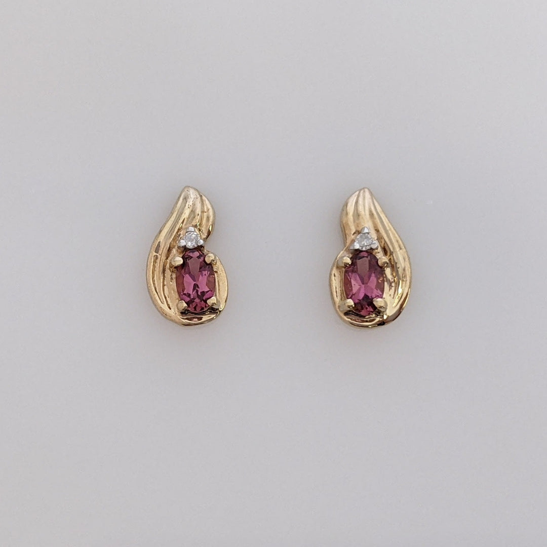 10K PINK TOURMALINE OVAL 4X5 (1) 3X5 (2) WITH MELEE ESTATE PENDANT & EARRING SET 2.9 GRAMS