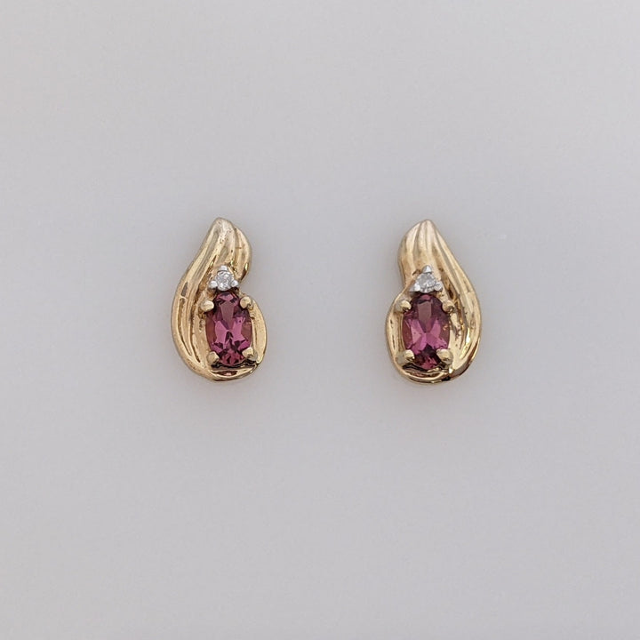 10K PINK TOURMALINE OVAL 4X5 (1) 3X5 (2) WITH MELEE ESTATE PENDANT & EARRING SET 2.9 GRAMS
