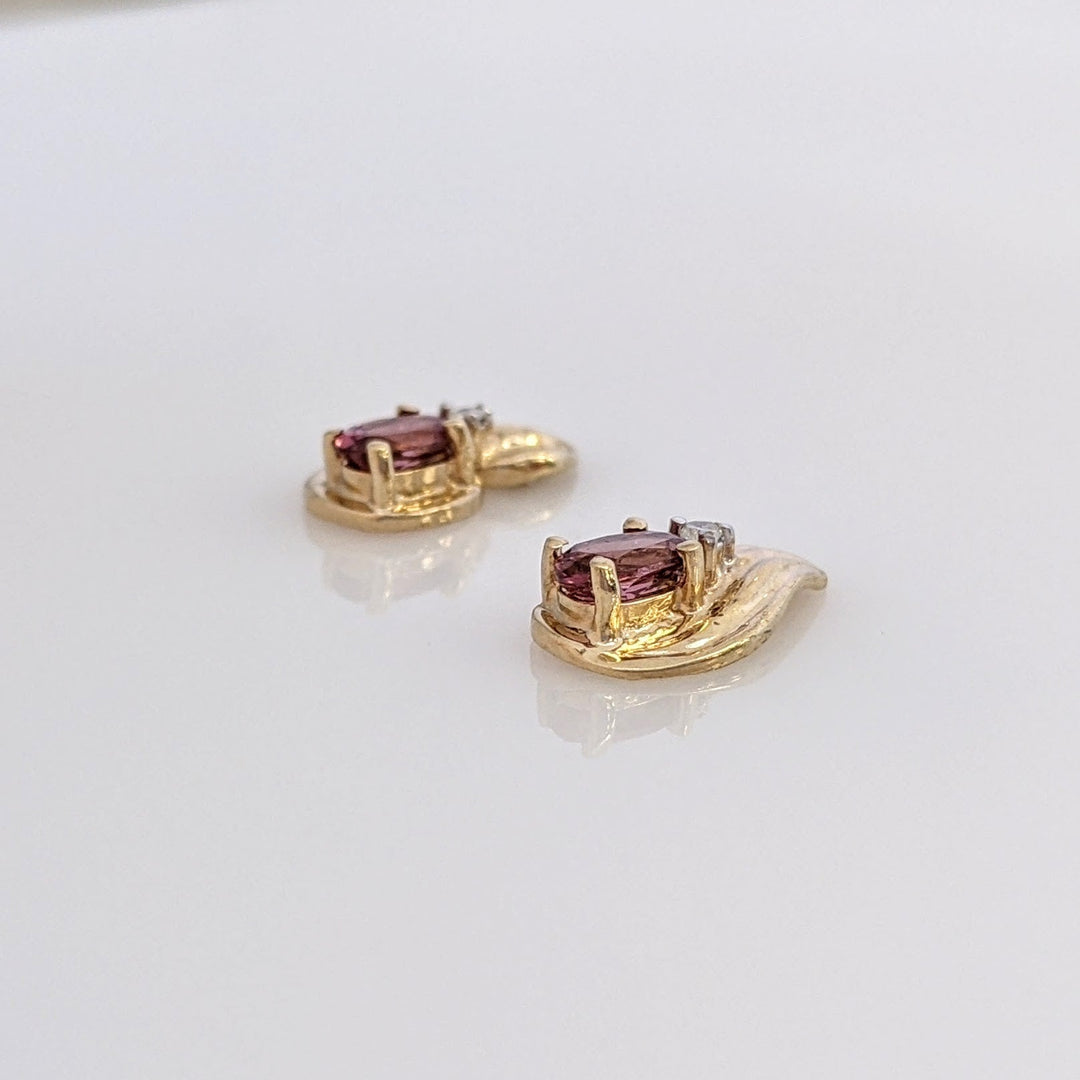 10K PINK TOURMALINE OVAL 4X5 (1) 3X5 (2) WITH MELEE ESTATE PENDANT & EARRING SET 2.9 GRAMS