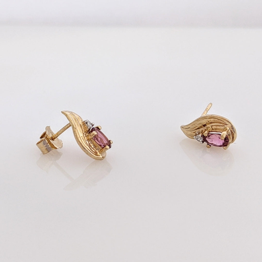 10K PINK TOURMALINE OVAL 4X5 (1) 3X5 (2) WITH MELEE ESTATE PENDANT & EARRING SET 2.9 GRAMS