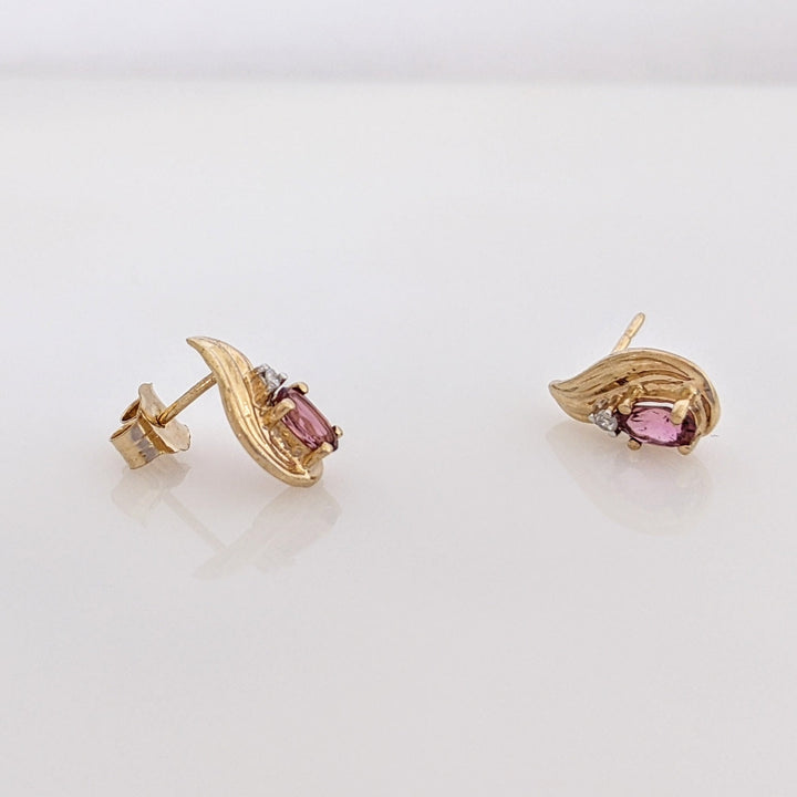 10K PINK TOURMALINE OVAL 4X5 (1) 3X5 (2) WITH MELEE ESTATE PENDANT & EARRING SET 2.9 GRAMS