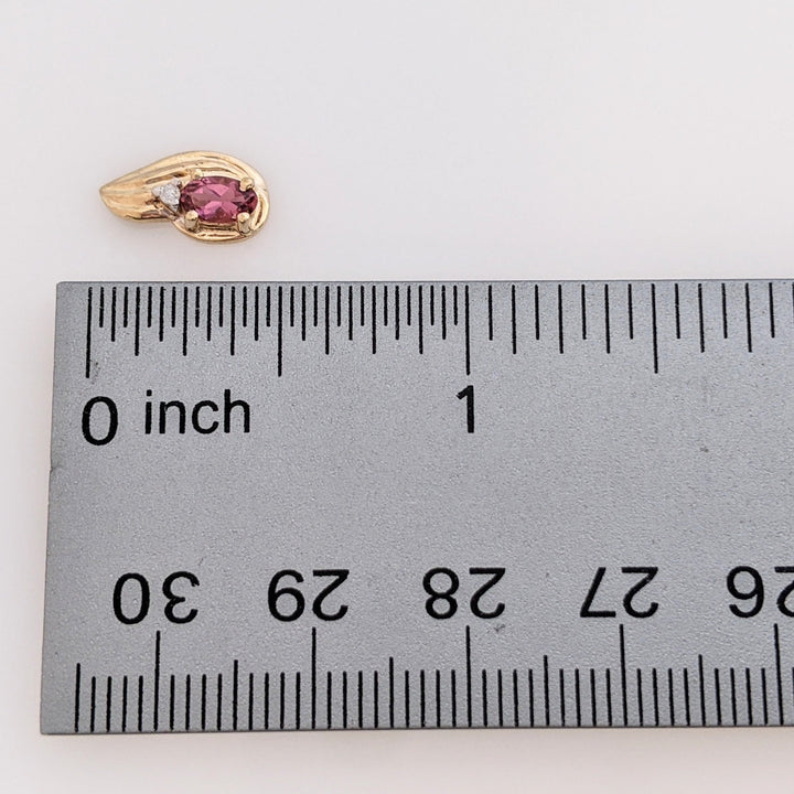 10K PINK TOURMALINE OVAL 4X5 (1) 3X5 (2) WITH MELEE ESTATE PENDANT & EARRING SET 2.9 GRAMS