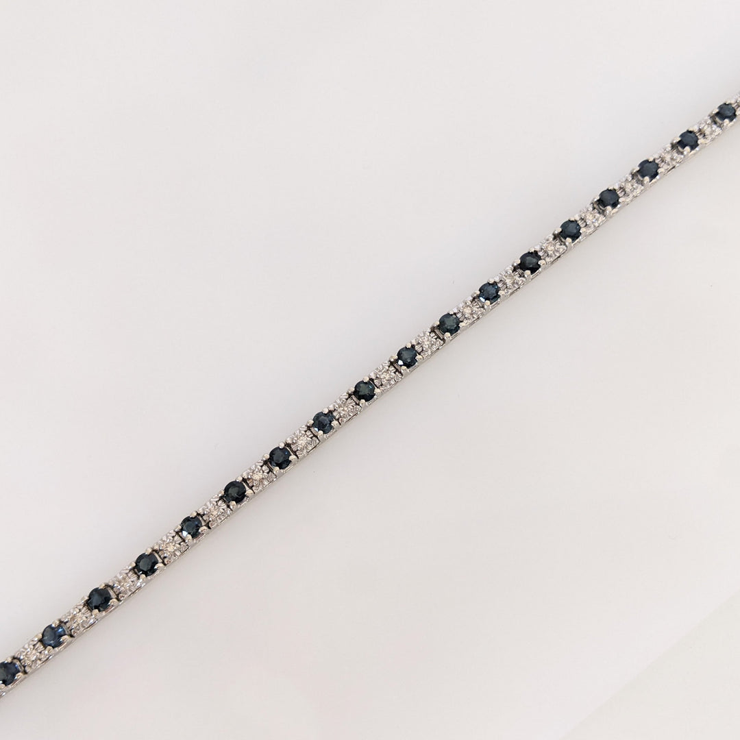 14K WHITE SAPPHIRE ROUND (25) 3MM WITH (25) MELEE ESTATE BRACELET 14.4 GRAMS