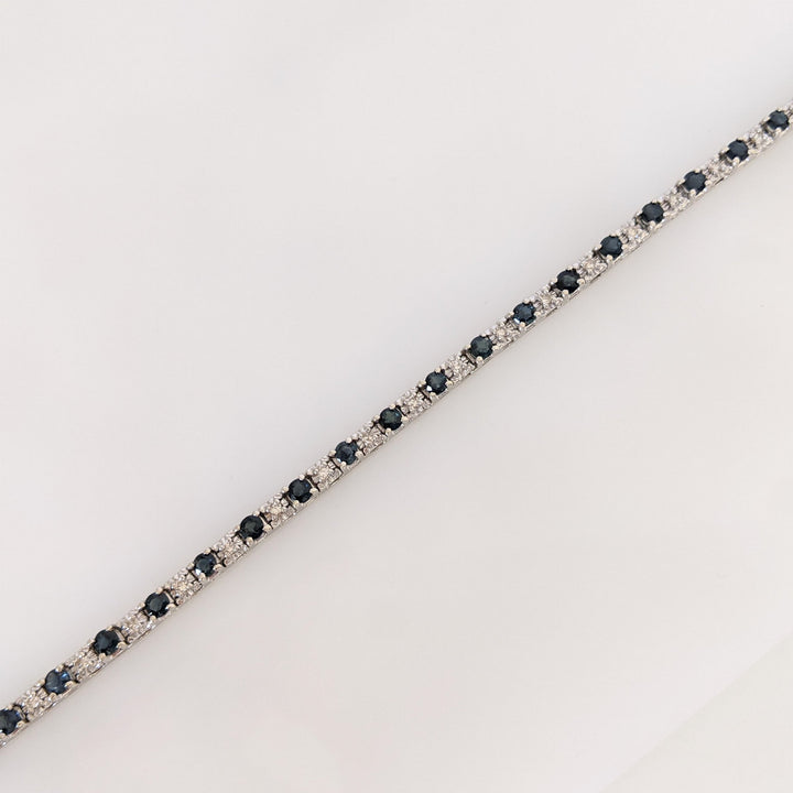 14K WHITE SAPPHIRE ROUND (25) 3MM WITH (25) MELEE ESTATE BRACELET 14.4 GRAMS