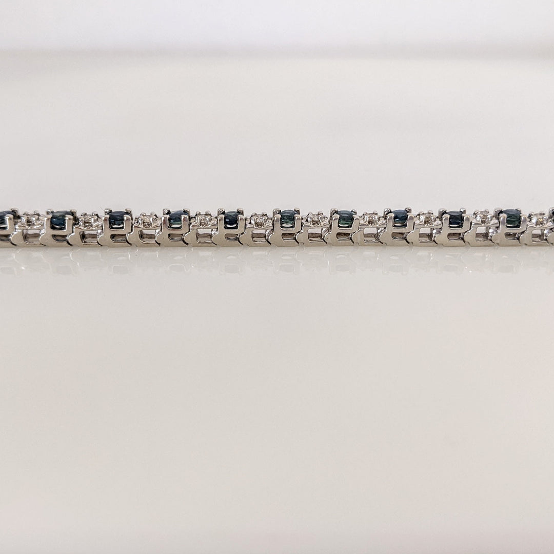 14K WHITE SAPPHIRE ROUND (25) 3MM WITH (25) MELEE ESTATE BRACELET 14.4 GRAMS