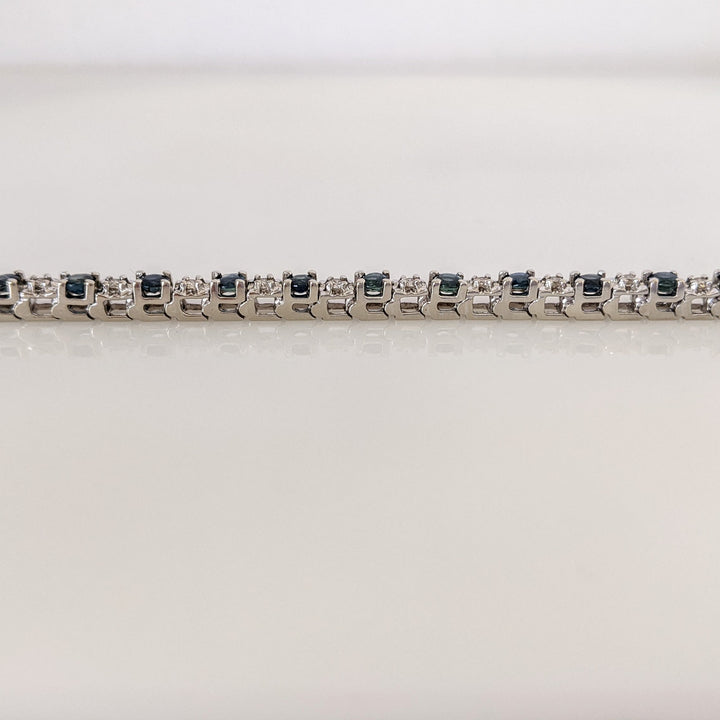 14K WHITE SAPPHIRE ROUND (25) 3MM WITH (25) MELEE ESTATE BRACELET 14.4 GRAMS