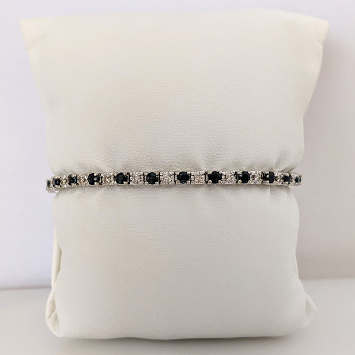 14K WHITE SAPPHIRE ROUND (25) 3MM WITH (25) MELEE ESTATE BRACELET 14.4 GRAMS