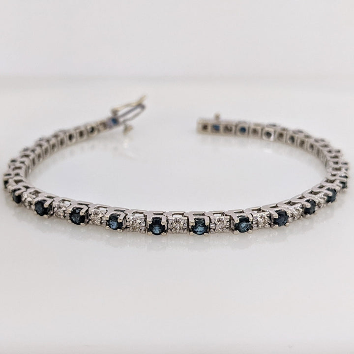 14K WHITE SAPPHIRE ROUND (25) 3MM WITH (25) MELEE ESTATE BRACELET 14.4 GRAMS