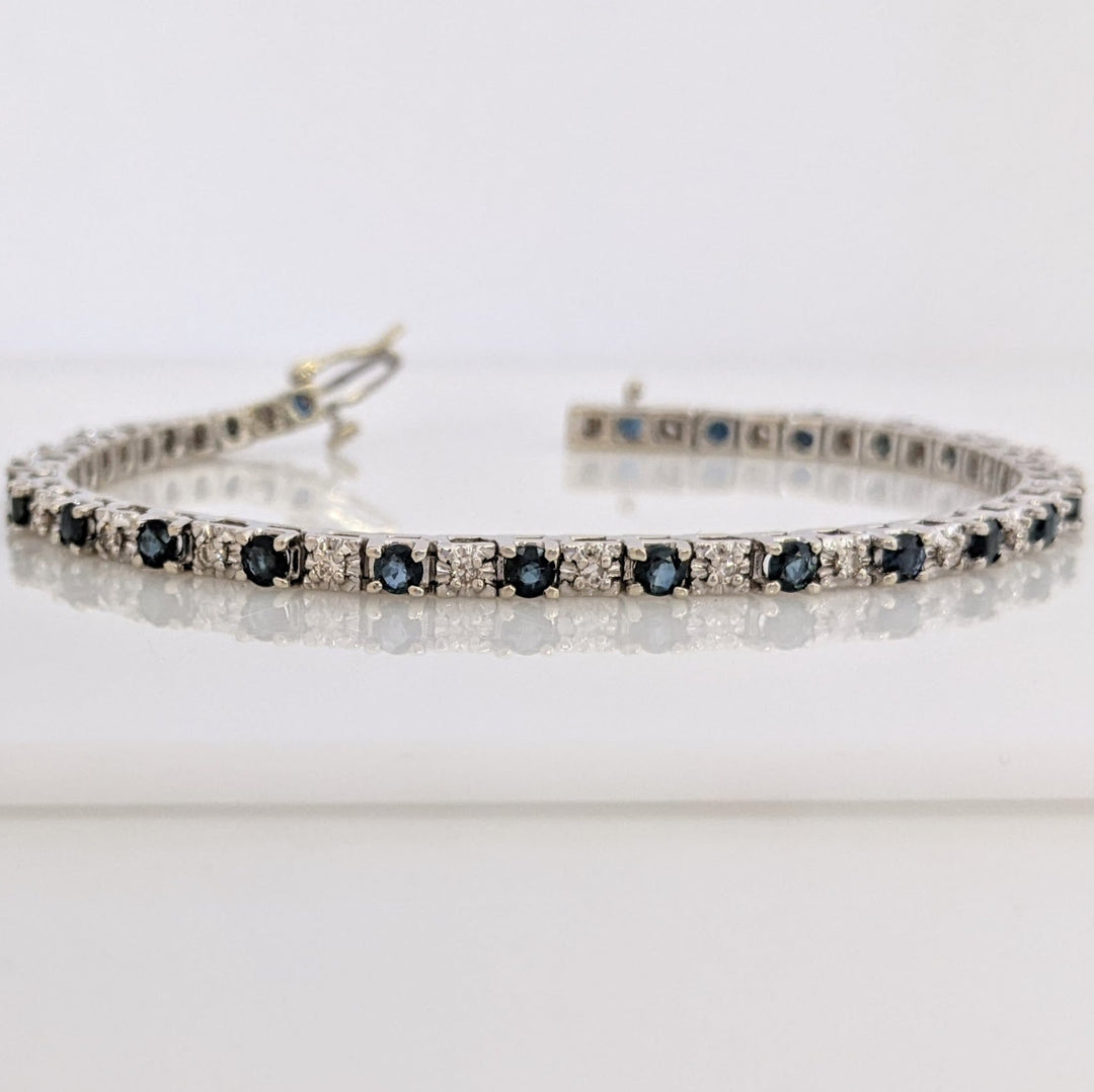 14K WHITE SAPPHIRE ROUND (25) 3MM WITH (25) MELEE ESTATE BRACELET 14.4 GRAMS