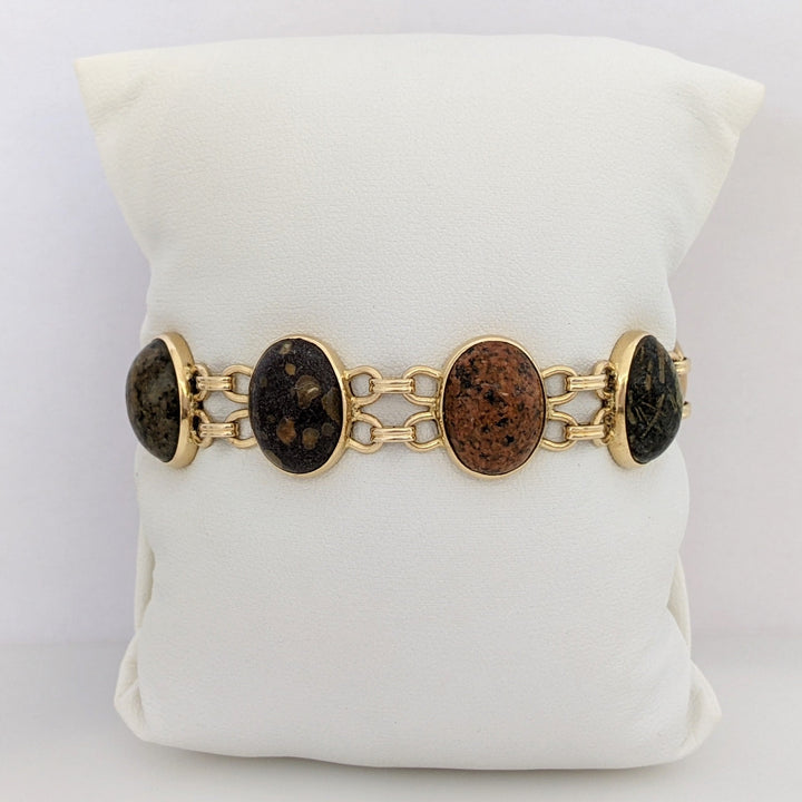 14K SCARAB OVAL (8) 12X15 ESTATE BRACELET 27.6 GRAMS