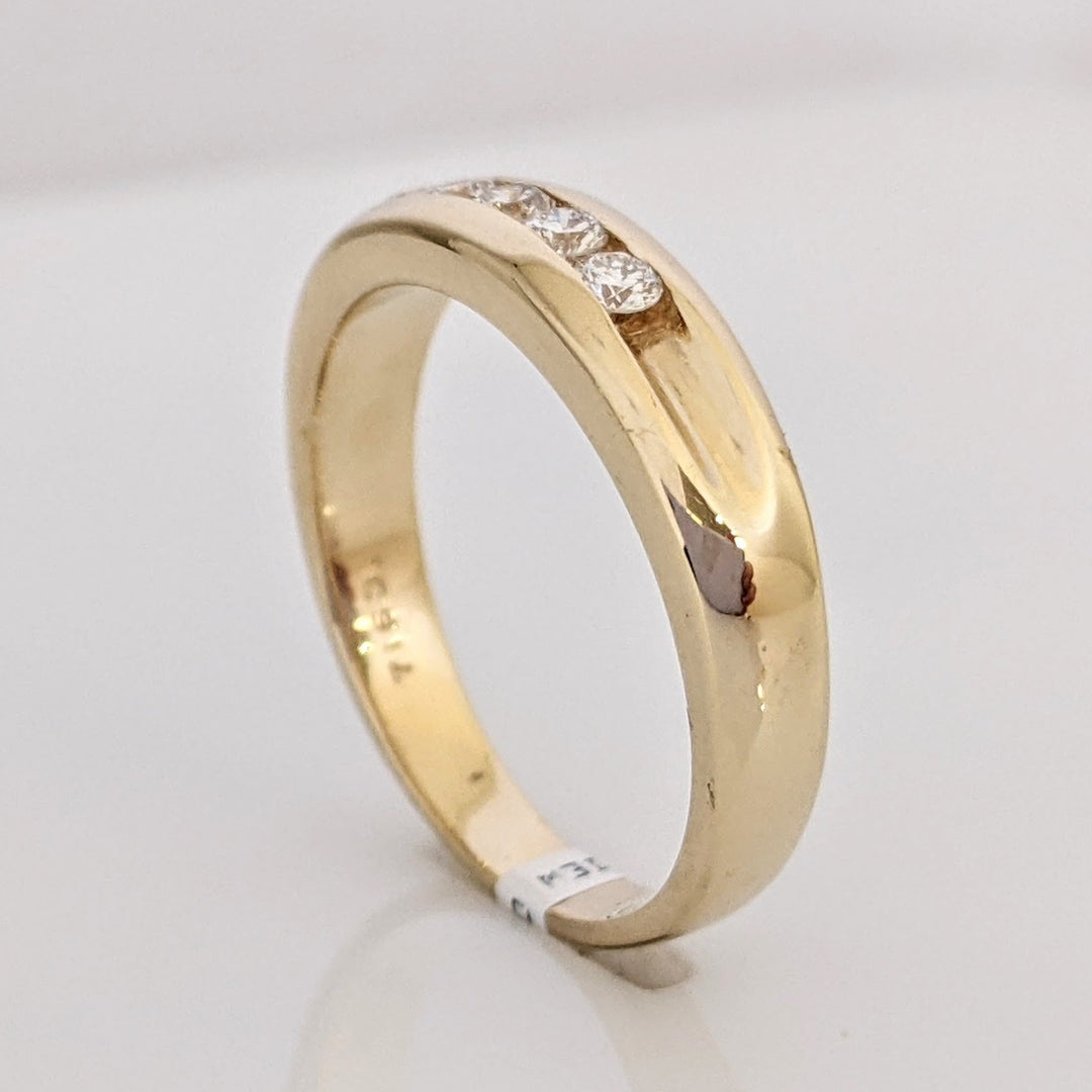 14k .20 CARAT TOTAL WEIGHT SI1 I DIAMOND ROUND (5) ESTATE CHANNEL BAND 4.6 GRAMS