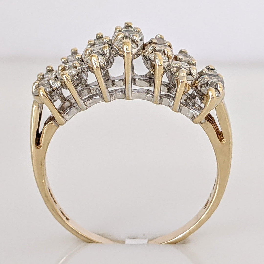 10K .93 CARAT TOTAL WEIGHT I1 J-K DIAMOND ROUND (21) CLUSTER ESTATE RING 3.2 GRAMS