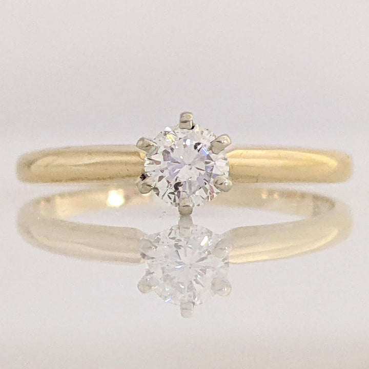 14K .29 CARAT TOTAL SI2 I DIAMOND ROUND 6-PRONG SOLITAIRE ESTATE RING 1.7 GRAMS