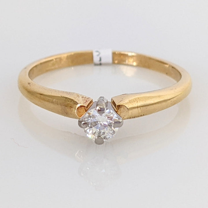 18K .20 CARAT TOTAL SI2 G DIAMOND ROUND 4-PRONG SOLITARE ESTATE RING 2.7 GRAMS