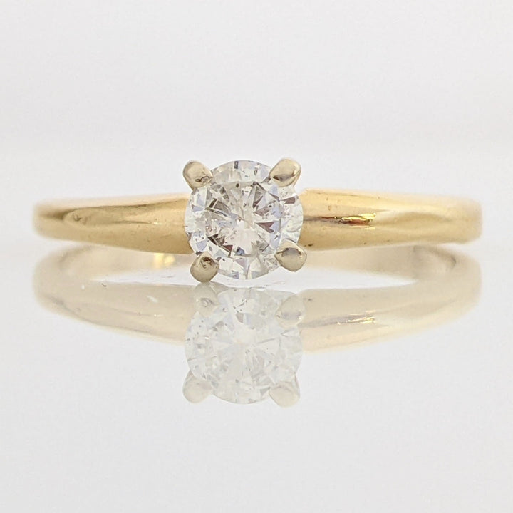 14K .33 CARAT TOTAL I2 H DIAMOND ROUND SOLITAIRE ESTATE RING 1.8 GRAMS