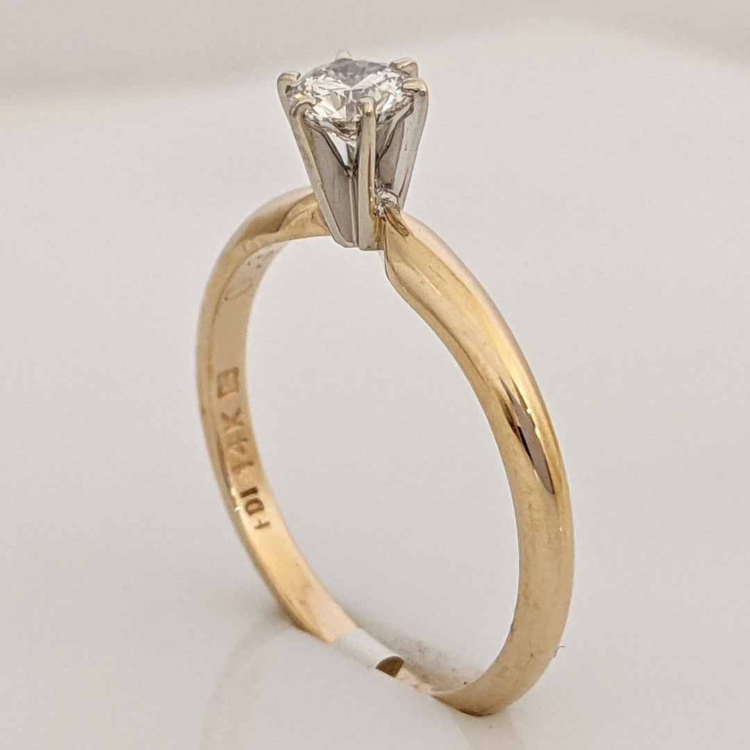 14K .31 CARAT TOTAL I1 H DIAMOND ROUND 6-PRONG SOLITAIRE ESTATE RING 2.1 GRAMS