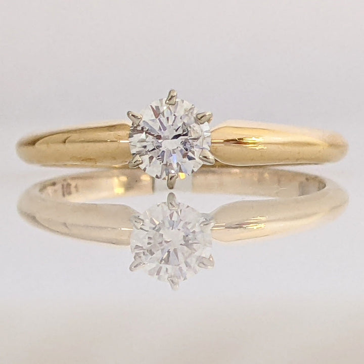 14K .31 CARAT TOTAL I1 H DIAMOND ROUND 6-PRONG SOLITAIRE ESTATE RING 2.1 GRAMS