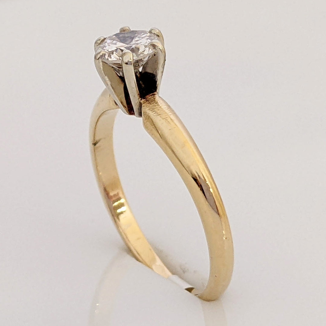 14K .35 CARAT TOTAL I1 J DIAMOND ROUND 6-PRONG SOLITARE ESTATE RING 1.6 GRAMS