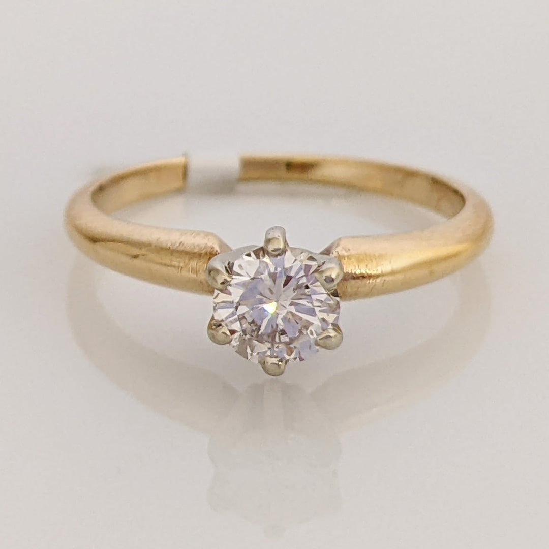 14K .35 CARAT TOTAL I1 J DIAMOND ROUND 6-PRONG SOLITARE ESTATE RING 1.6 GRAMS