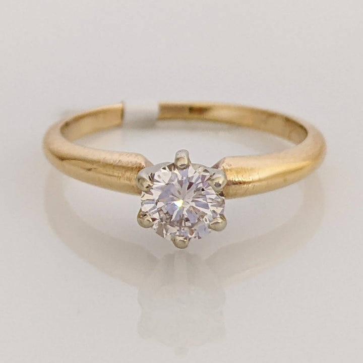 14K .35 CARAT TOTAL I1 J DIAMOND ROUND 6-PRONG SOLITARE ESTATE RING 1.6 GRAMS