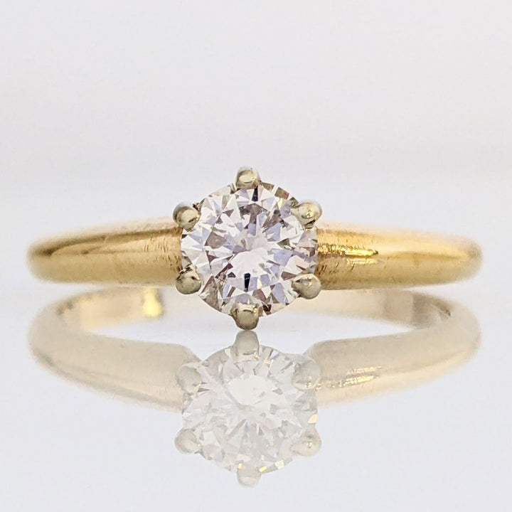 14K .35 CARAT TOTAL I1 J DIAMOND ROUND 6-PRONG SOLITARE ESTATE RING 1.6 GRAMS