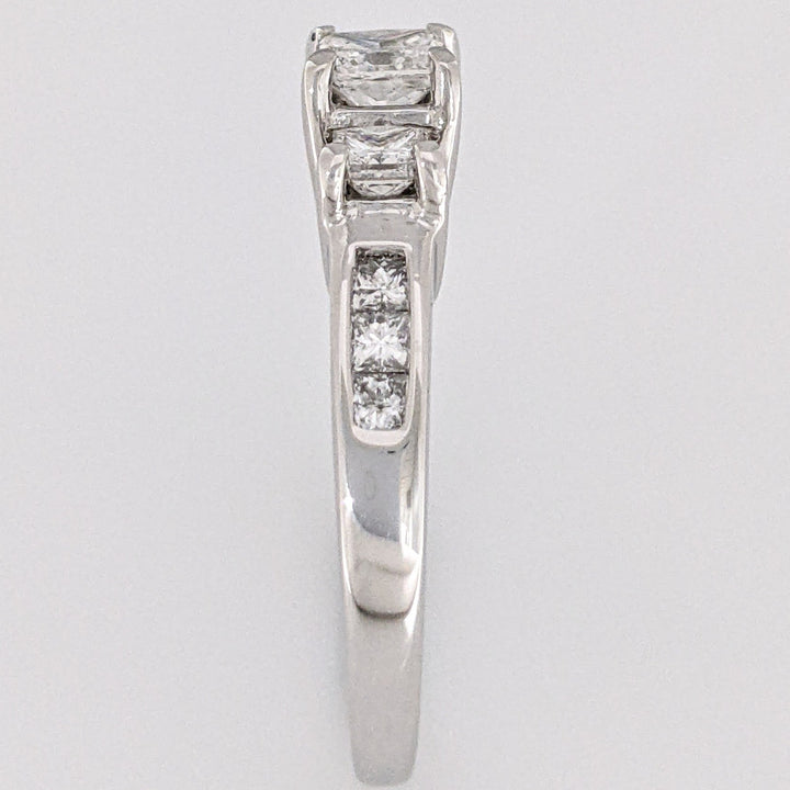14K WHITE .99 CARAT TOTAL WEIGHT I1 G DIAMOND PRINCESS CUT (9) ESTATE RING 3.7 GRAMS