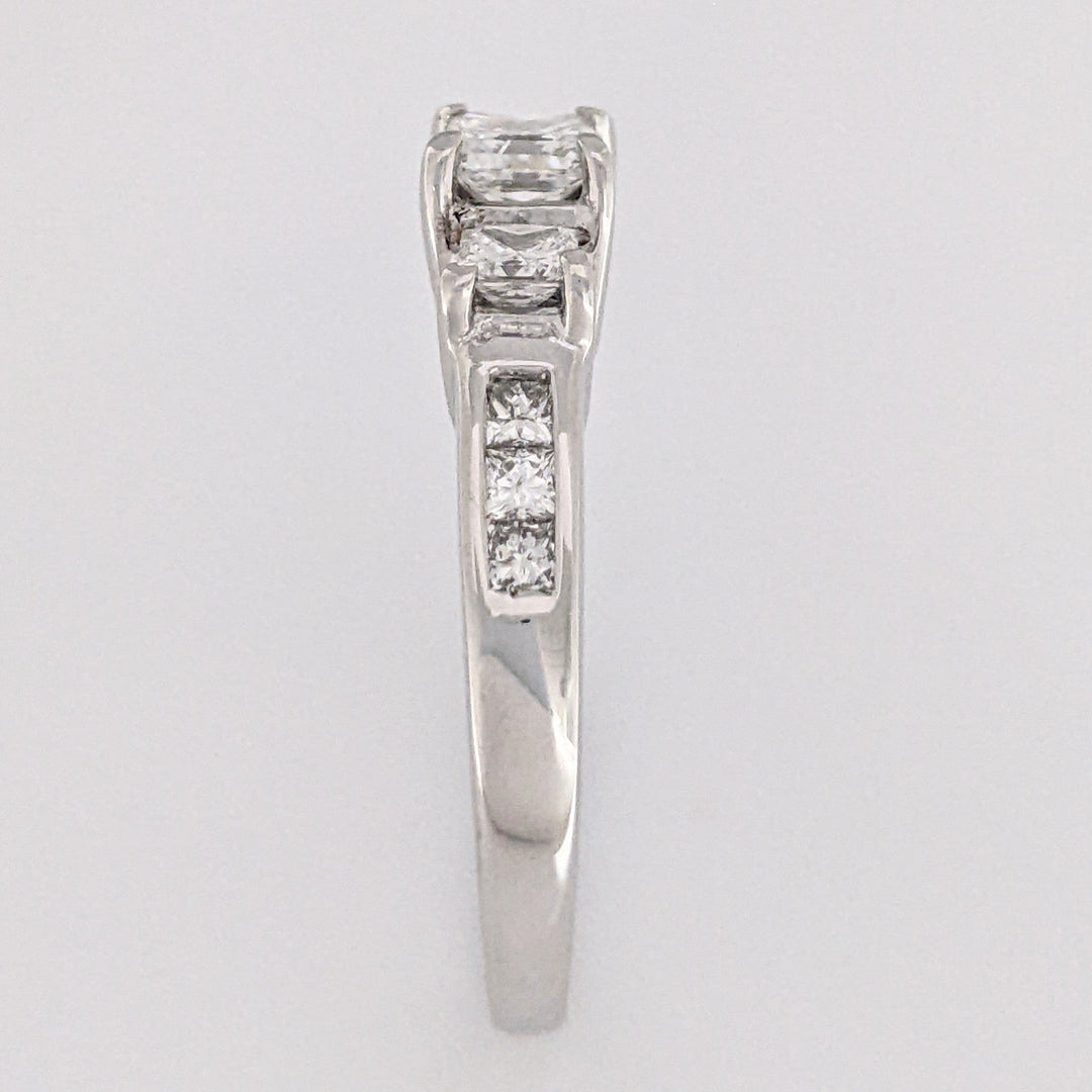 14K WHITE .99 CARAT TOTAL WEIGHT I1 G DIAMOND PRINCESS CUT (9) ESTATE RING 3.7 GRAMS