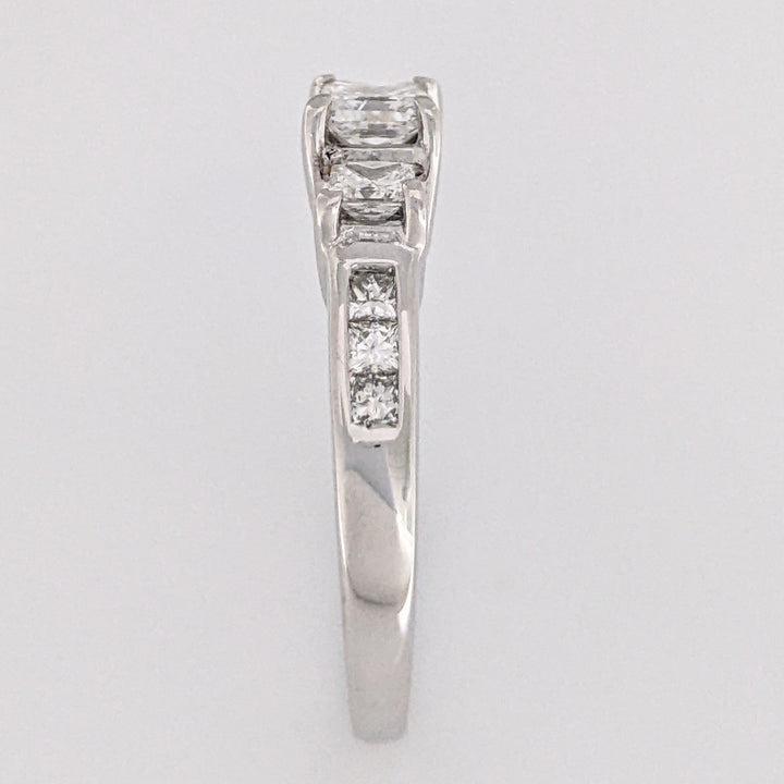 14K WHITE .99 CARAT TOTAL WEIGHT I1 G DIAMOND PRINCESS CUT (9) ESTATE RING 3.7 GRAMS