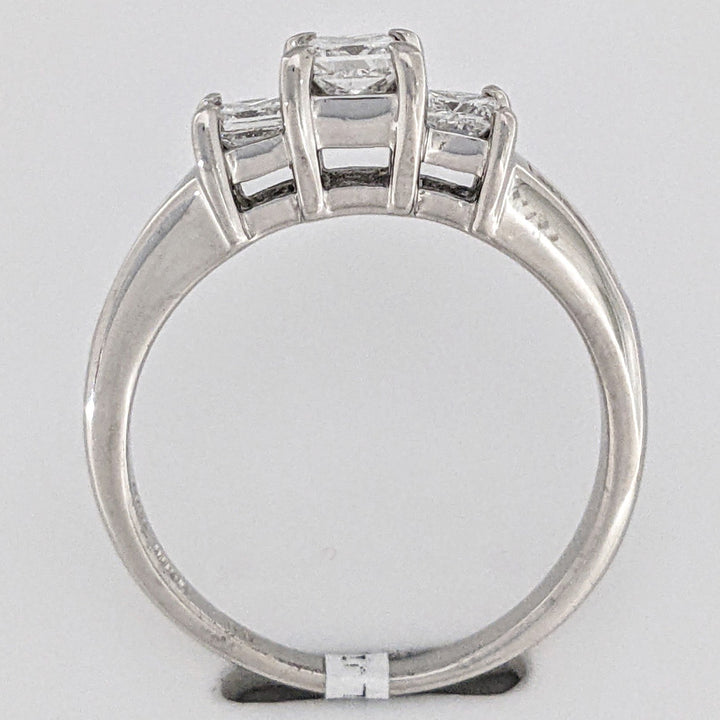 14K WHITE .99 CARAT TOTAL WEIGHT I1 G DIAMOND PRINCESS CUT (9) ESTATE RING 3.7 GRAMS