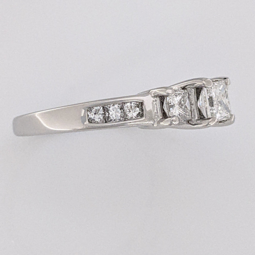 14K WHITE .99 CARAT TOTAL WEIGHT I1 G DIAMOND PRINCESS CUT (9) ESTATE RING 3.7 GRAMS