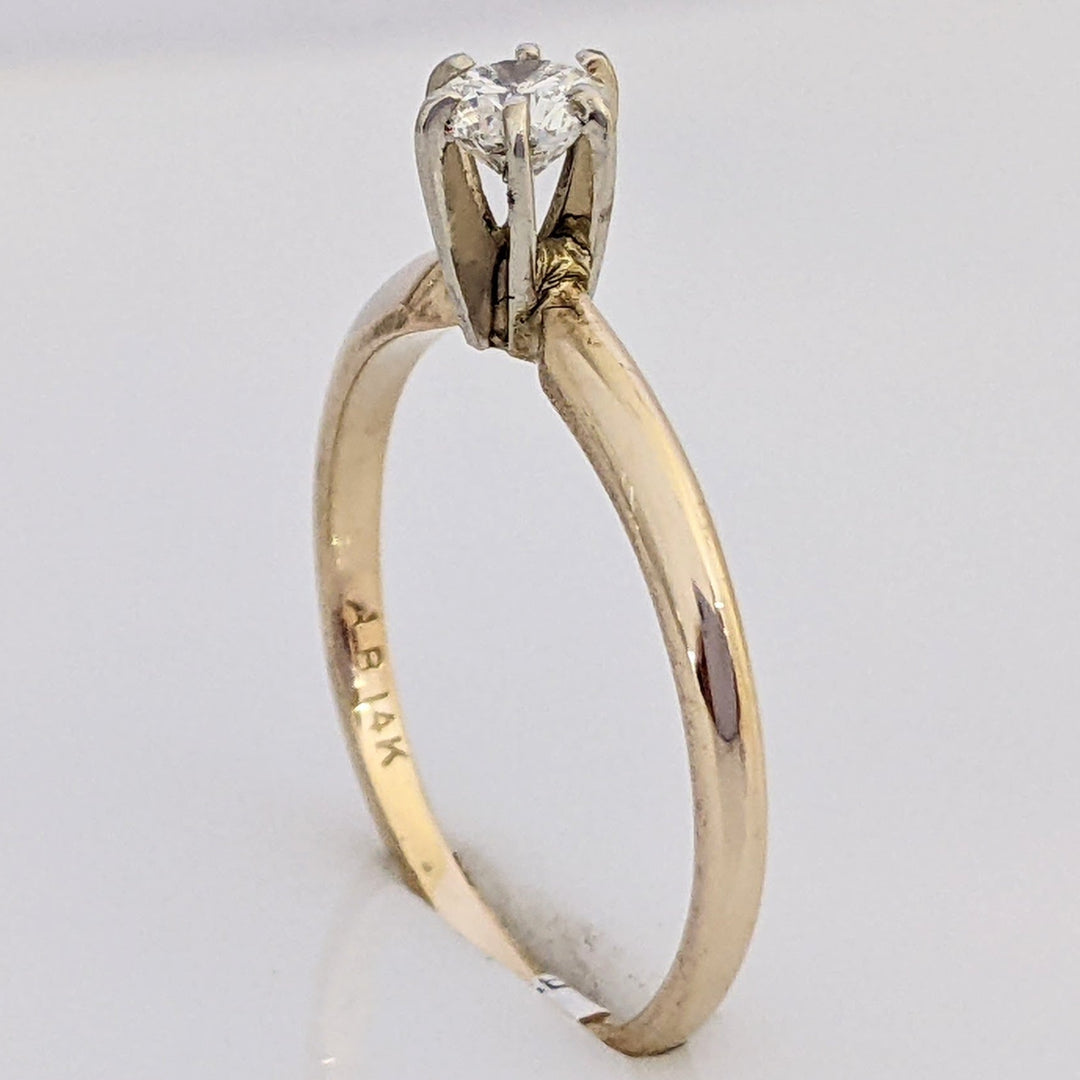 14K .20 CARAT TOTAL VS1 G DIAMOND ROUND SOLITAIRE ESTATE RING 1.3 GRAMS