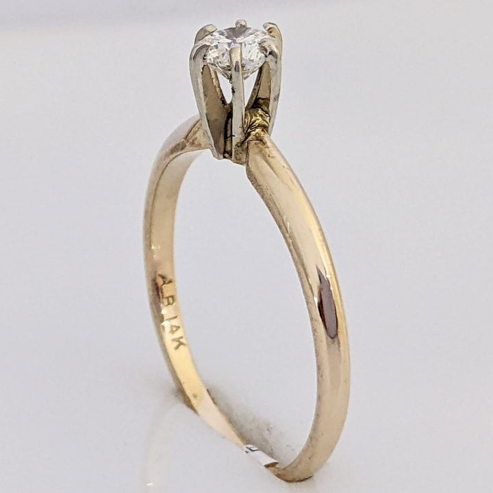 14K .20 CARAT TOTAL VS1 G DIAMOND ROUND SOLITAIRE ESTATE RING 1.3 GRAMS