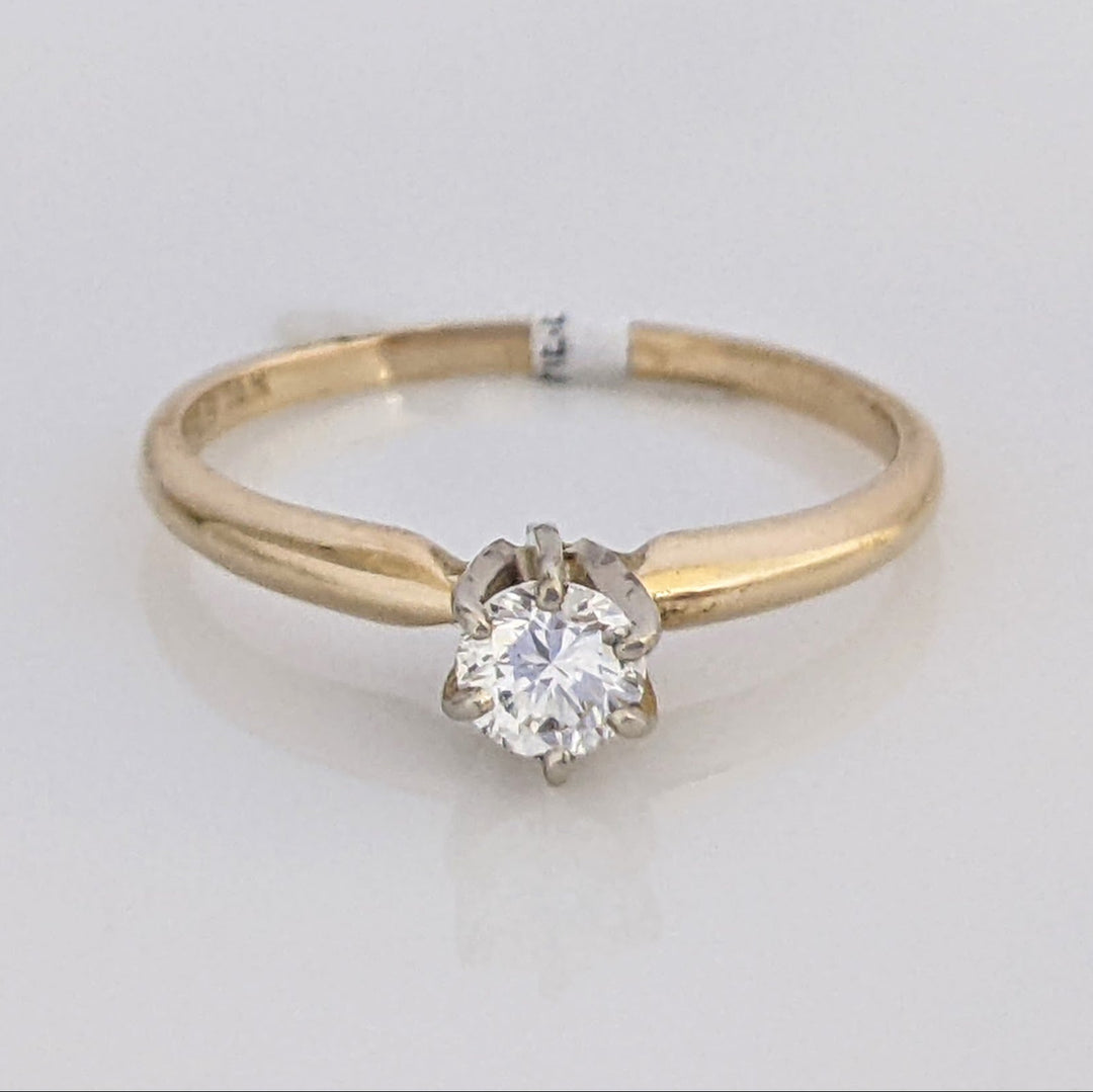 14K .20 CARAT TOTAL VS1 G DIAMOND ROUND SOLITAIRE ESTATE RING 1.3 GRAMS