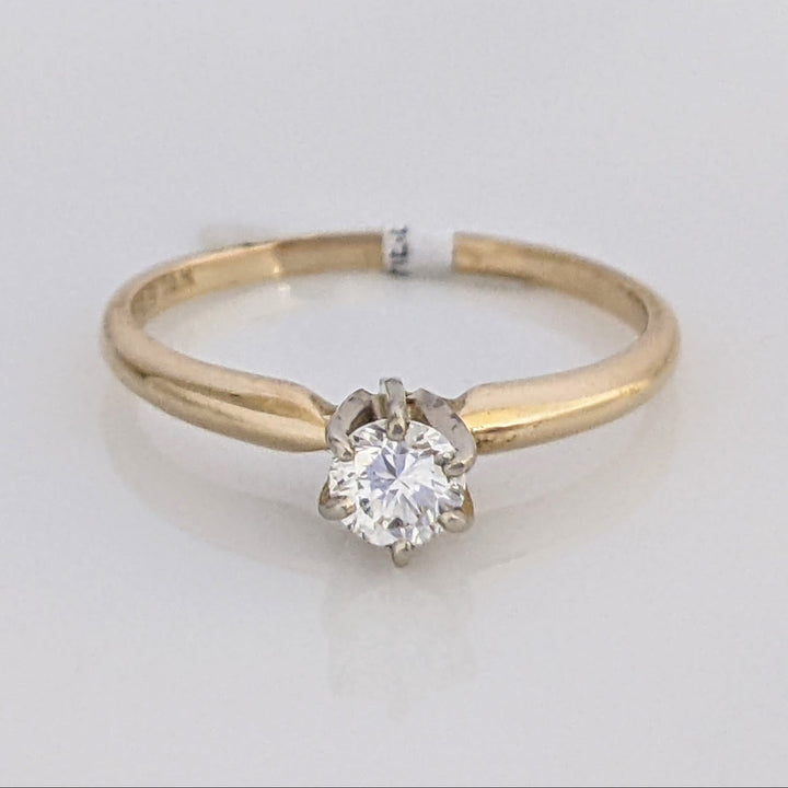 14K .20 CARAT TOTAL VS1 G DIAMOND ROUND SOLITAIRE ESTATE RING 1.3 GRAMS