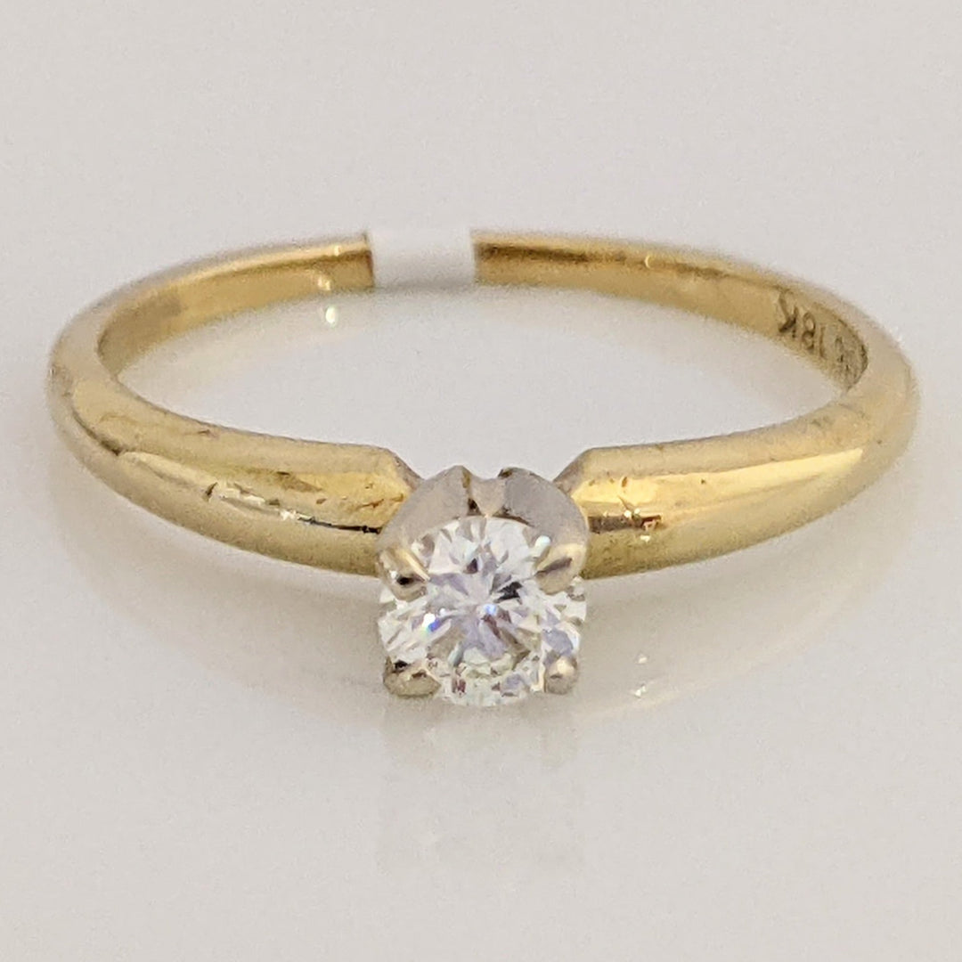 18K .25 CARAT TOTAL SI1 J DIAMOND ROUND 4-PRONG SOLITAIRE ESTATE RING 1.9 GRAMS