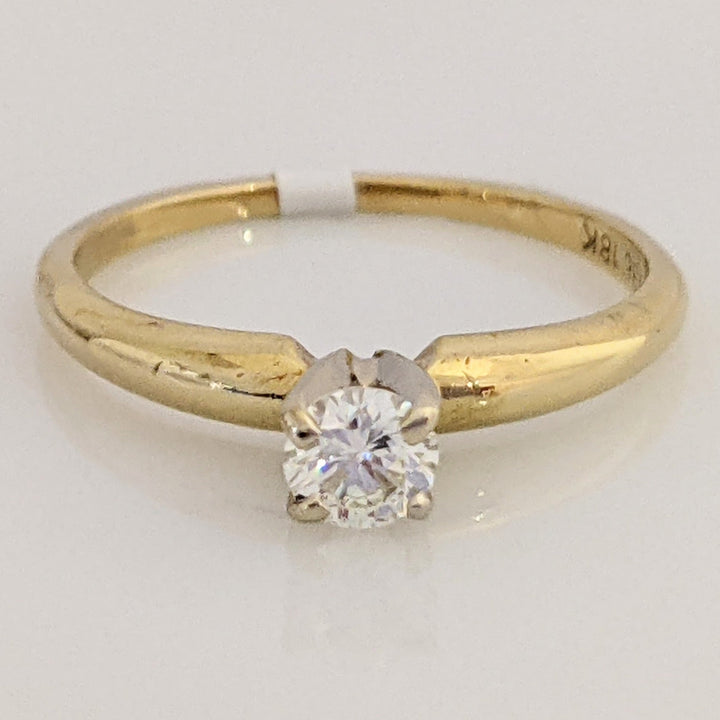 18K .25 CARAT TOTAL SI1 J DIAMOND ROUND 4-PRONG SOLITAIRE ESTATE RING 1.9 GRAMS